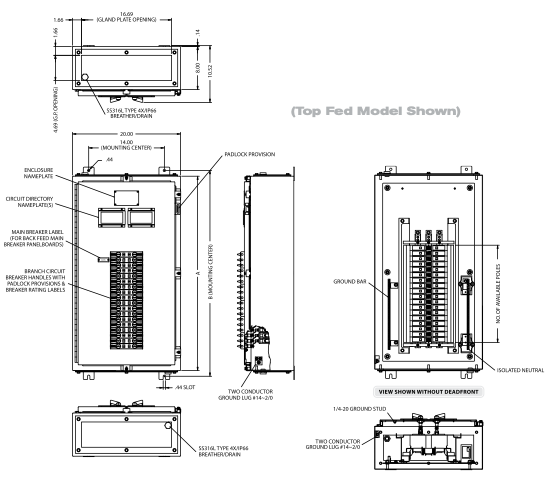 Row Types Panelboard NEMA Type 4X Stainless Steel Panelboards - with Exterior Operating Han ...