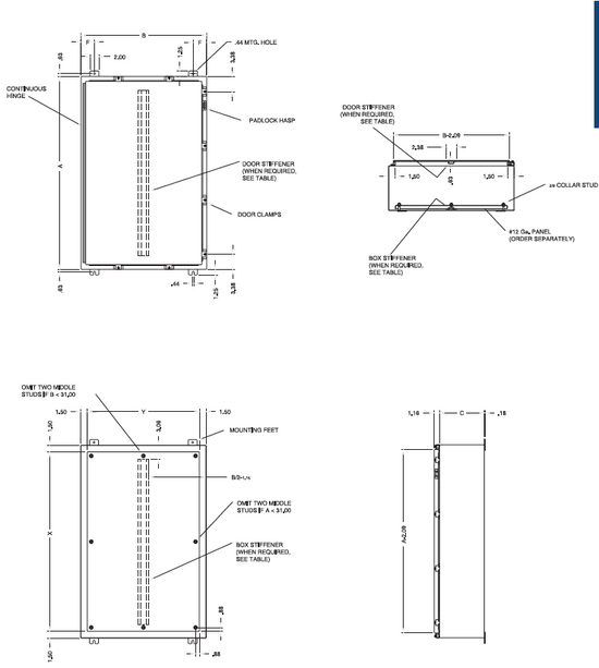 Stainless Steel Enclosures NEMA TYPE 4X N4X Series Single Door C